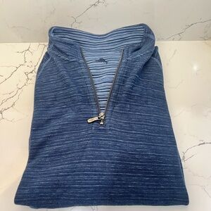 Tommy Bahama Blue Zip Up Sweatshirt with Polo Collar